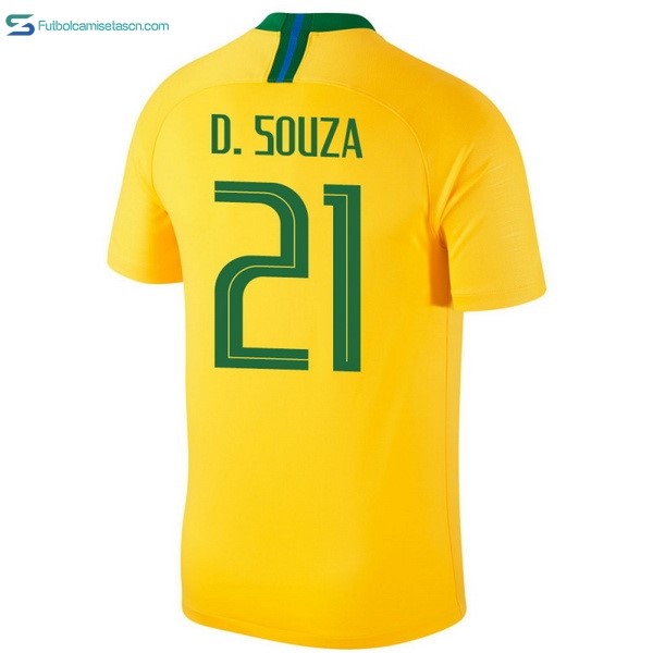 Camiseta Brasil 1ª D.Souza 2018 Amarillo